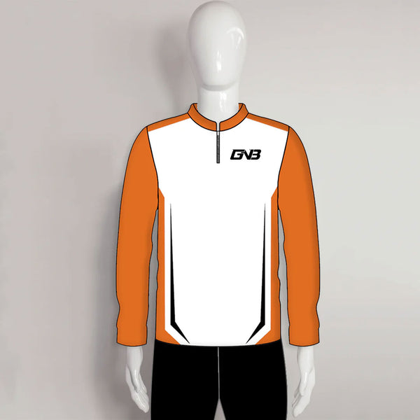 LAJZ11 White Orange Custom Long Sleeve Archery Shooter Jerseys