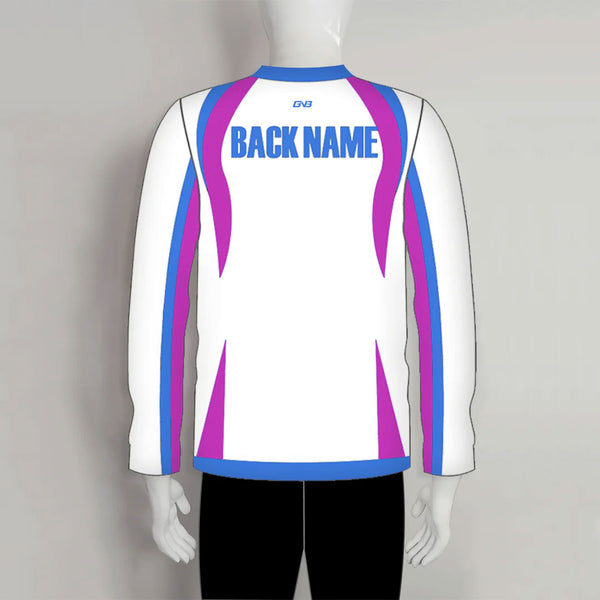 LAJZ12 White Pink Blue Long Sleeve Custom Women's Archery Jerseys