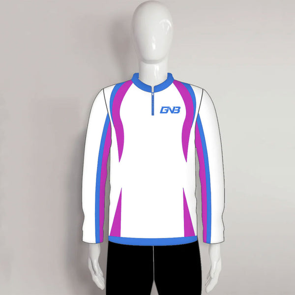 LAJZ12 White Pink Blue Long Sleeve Custom Women's Archery Jerseys