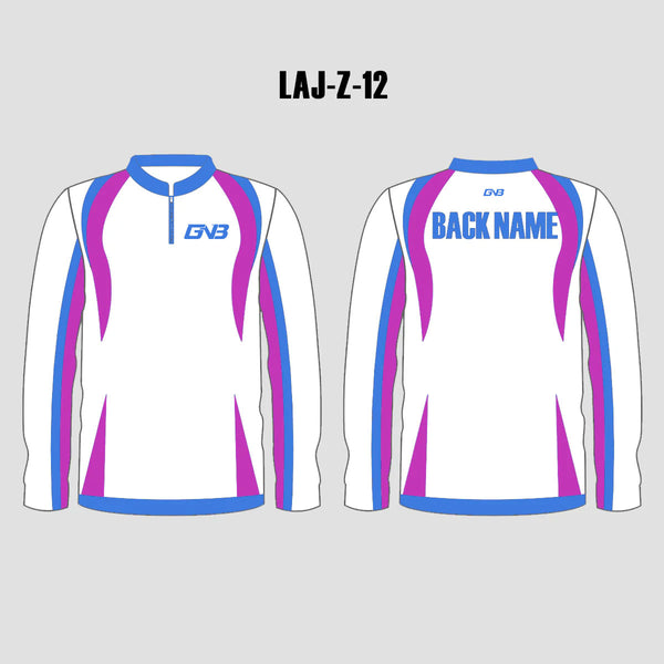 LAJZ12 White Pink Blue Long Sleeve Custom Women's Archery Jerseys