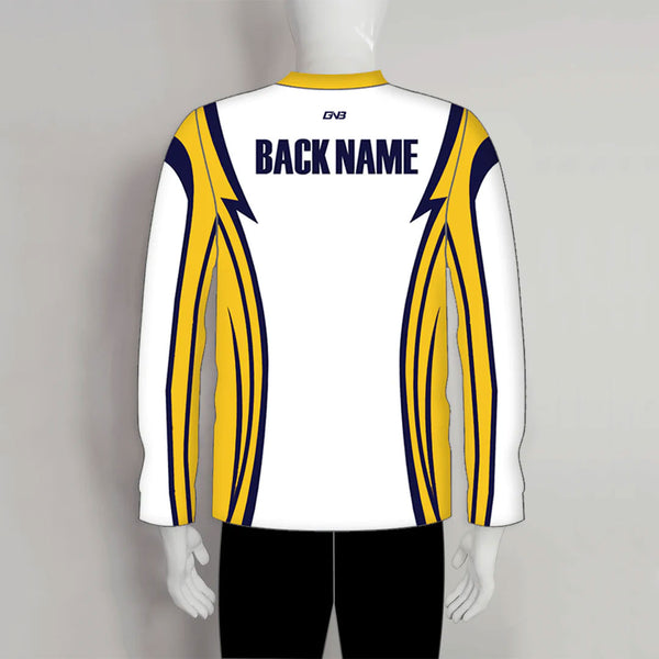 LAJZ14 White Yellow Long Sleeve Custom Archery Team Shirts Jerseys