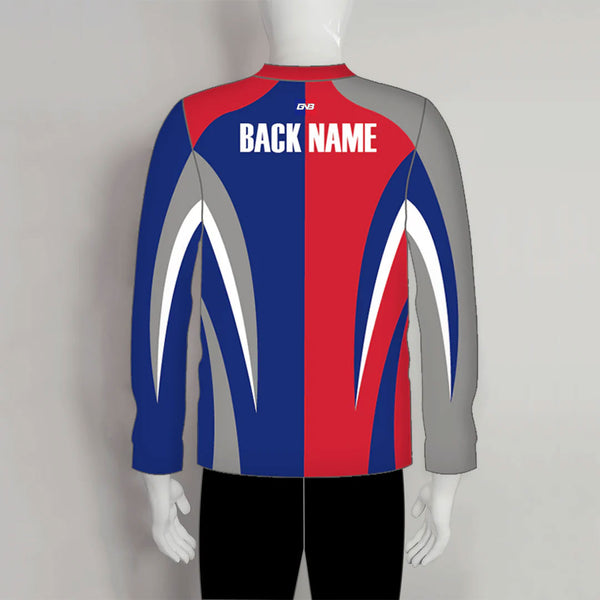 LAJZ19 Blue Red Color Block Custom Archery Long Sleeve Shirts Jerseys