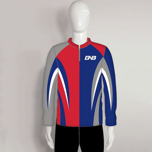 LAJZ19 Blue Red Color Block Custom Archery Long Sleeve Shirts Jerseys