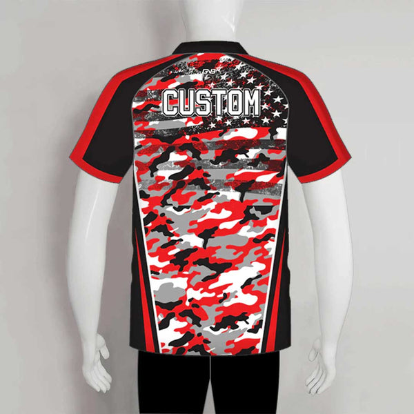 BJZ3 Red Grey Camo and American Flag Custom Bowling Jersey Design