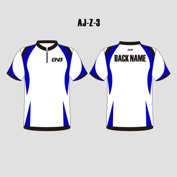AJZ3 White/Blue/Black Custom Archery Shirts