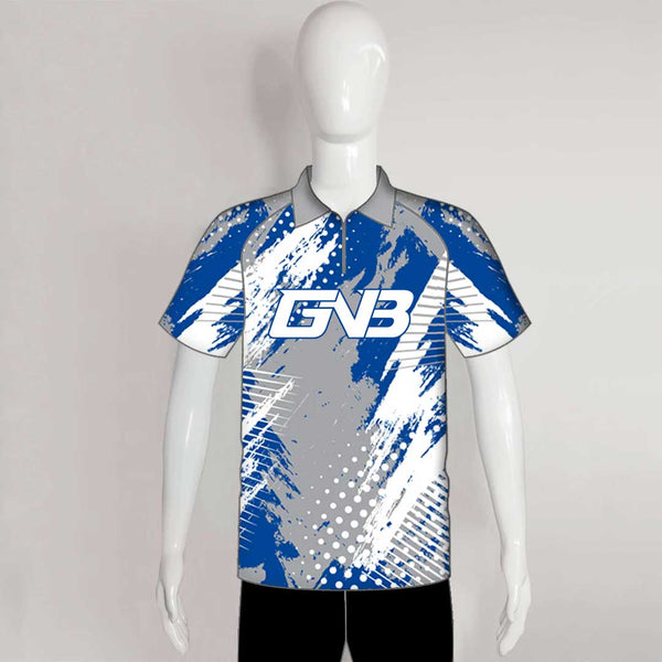 BJZ5 Grey Blue Abstract Cool Sublimated Custom Bowling Jerseys