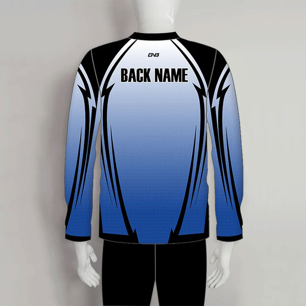 LAJZ6 Gradient Blue Custom Long Sleeve Archery Team Jerseys