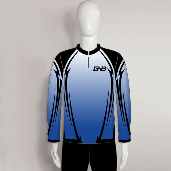 LAJZ6 Gradient Blue Custom Long Sleeve Archery Team Jerseys