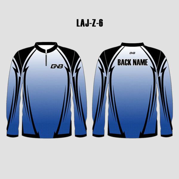 LAJZ6 Gradient Blue Custom Long Sleeve Archery Team Jerseys
