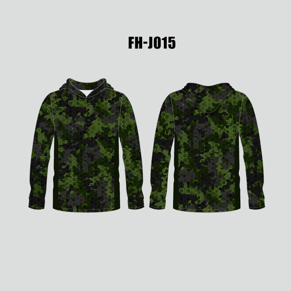 FHJ015 Dark Green Jungle Sublimated Custom Long Sleeve Fishing Hoodies - YoungSpeeds