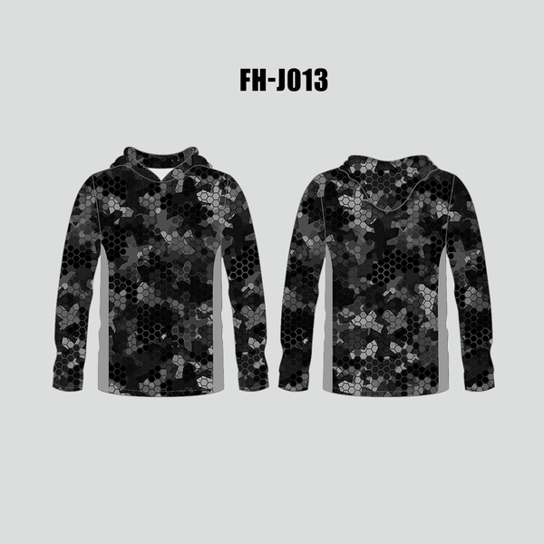 FHJ013 Hexagon Geometric Pattern Dark Grey Custom Fishing Hoodies - YoungSpeeds