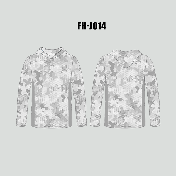 FHJ014 Arctic Snow Spot Camo Custom Performance Fishing Hoodies - YoungSpeeds