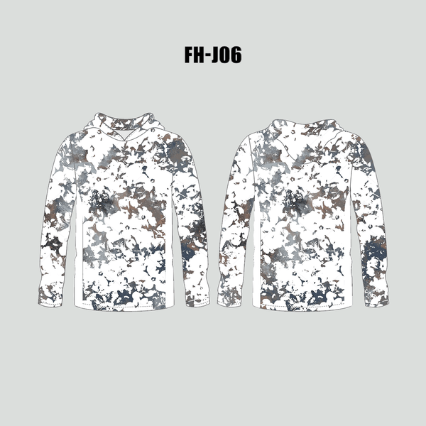 FHJ06 White Mottled Abstract Texture Custom Fishing Hoodie Shirts - YoungSpeeds