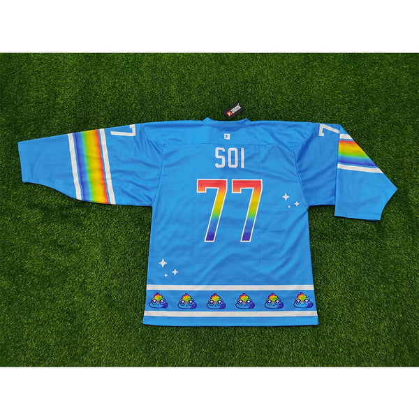 HJZ321 Funny Unicorn Pooping Rainbow Custom Hockey Jerseys - YoungSpeeds