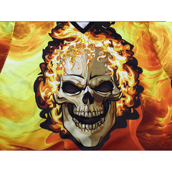 HJC152 Fire Skull Head Custom Sublimated Hockey Jerseys - YoungSpeeds
