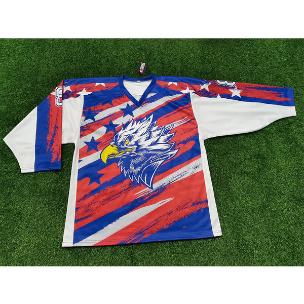 HJZ262 Patriotic Eagle Custom Sublimated Hockey Jerseys - YoungSpeeds
