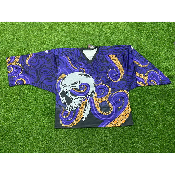 HJL2 Kraken Skull Sublimated Custom Ice Roller Hockey Jerseys - YoungSpeeds