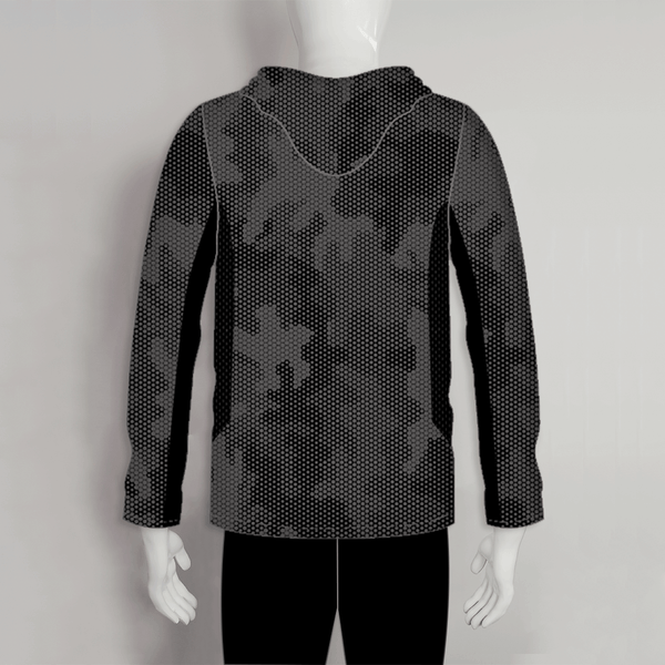FHX018 Dark Grey Hexagon Camo Custom Performance Fishing Hoodies - YoungSpeeds