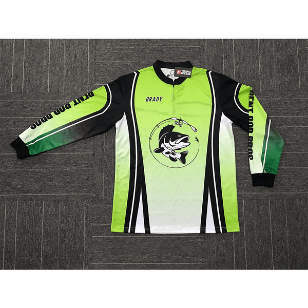 FJZ17 Green 1/4 Zip Custom Long Sleeve Performance Fishing Shirts - YoungSpeeds