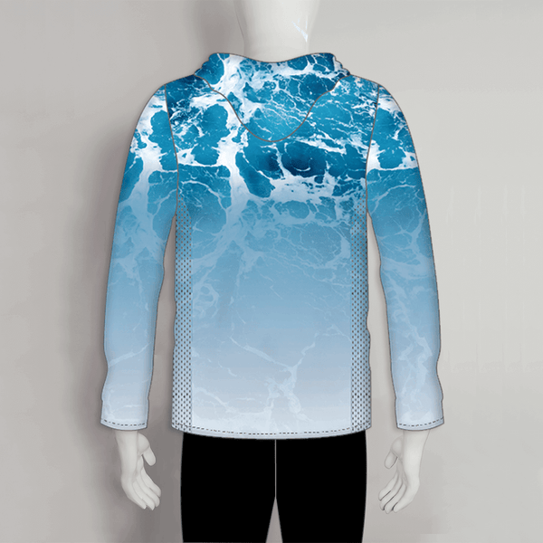 FHX024 White Foam Blue Ocean Surface Custom UPF Fishing Hoodies - YoungSpeeds