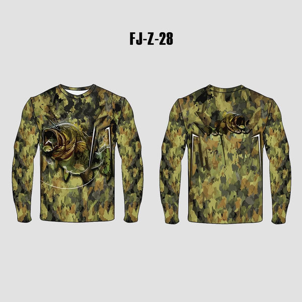 FJZ28 Custom Sublimated Abstract Largemouth Bass Fishing Jerseys 1/4 Zip - YoungSpeeds
