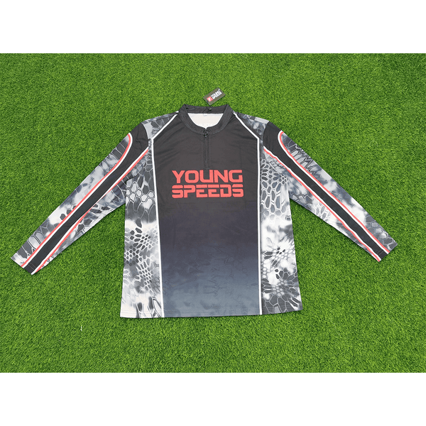 FJQ1 Black Sublimated Personalized 1/4 Zip Fishing Jerseys - YoungSpeeds