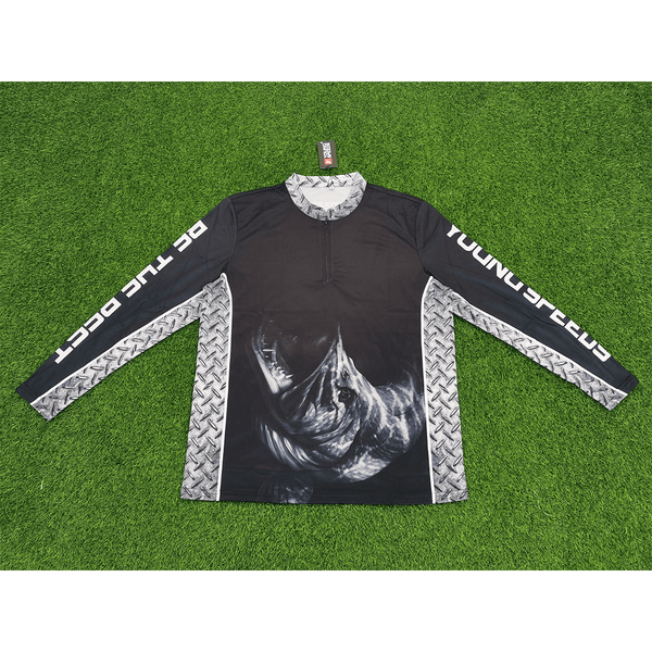 FJZ76 Pike Mouth Steel Black Custom Performance Fishing Shirts - YoungSpeeds