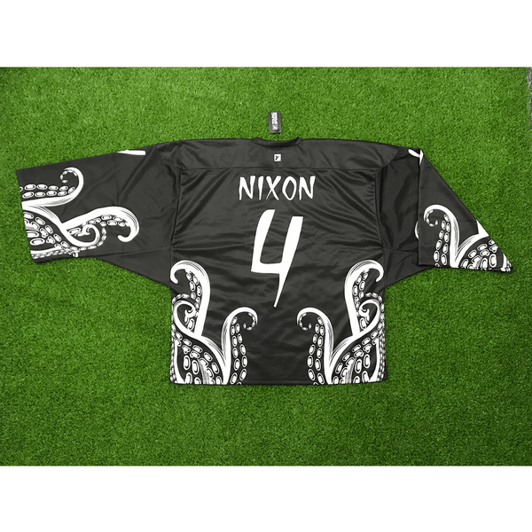 HJC168 Black and White Kraken Sublimated Custom Made Hockey Jerseys - YoungSpeeds