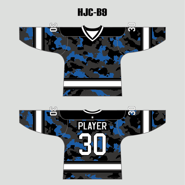 Blue Gray Black Camouflage Custom Made Hockey Jerseys - YoungSpeeds