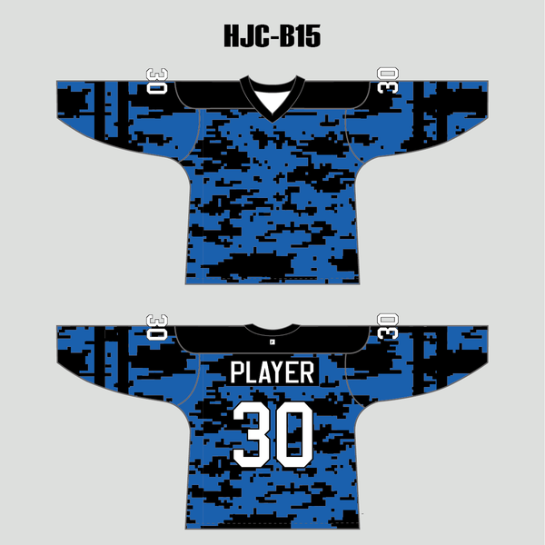 Blue Gray Black Camouflage Custom Made Hockey Jerseys - YoungSpeeds