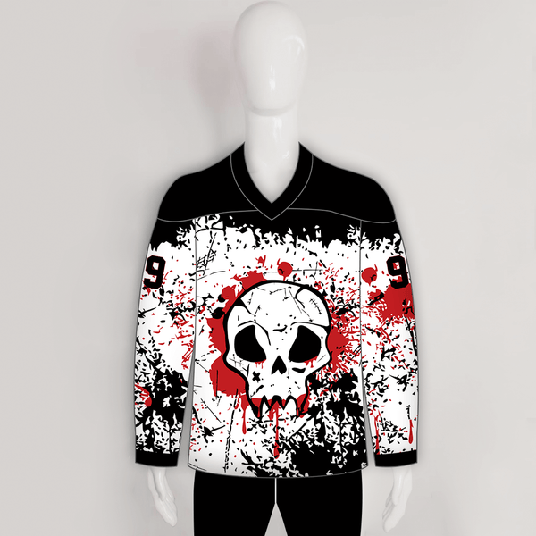 HJC163 Stained Skull Sublimated Custom Hockey Jerseys - YoungSpeeds
