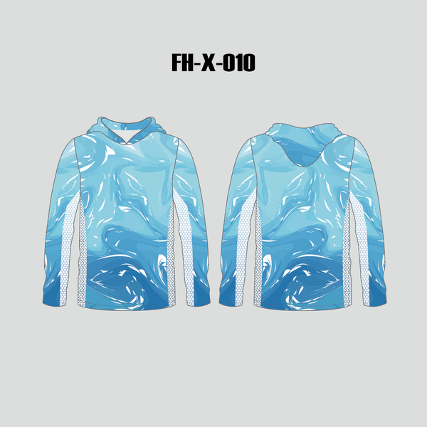 FHX010 Abstract Blue Water Custom Sublimated Fishing Sun Hoodies - YoungSpeeds