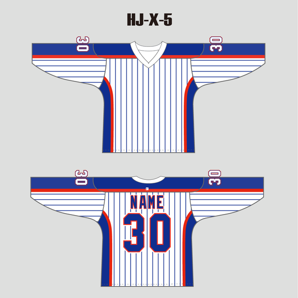 HJX5 Red Blue Pinstripes Blank Custom Hockey Team Jerseys - YoungSpeeds