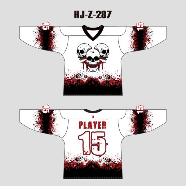 HJZ287 Three Headed Skull Sublimated Custom Cool Hockey Jerseys - YoungSpeeds