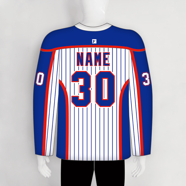 HJX5 Red Blue Pinstripes Blank Custom Hockey Team Jerseys - YoungSpeeds
