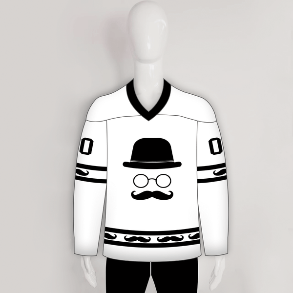HJZ41 Beard Black White Sublimated Custom Hockey Jerseys - YoungSpeeds