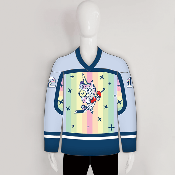 HJZ289 Angry Unicorn with Hockey Stick Custom Hockey Jerseys - YoungSpeeds