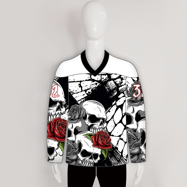 HJZ303 Skull and Rose Custom Team Hockey Jerseys - YoungSpeeds
