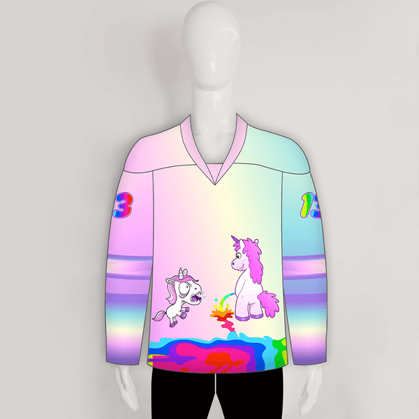 HJZ308 Unicorn Pissing Rainbow Hilarious Custom Hockey Jerseys - YoungSpeeds