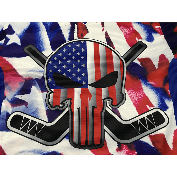 HJZ292 Abstract American Flag Custom Sublimated Hockey Jerseys - YoungSpeeds