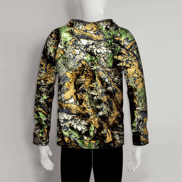 FHJ011 Forest Camouflage Custom Performance Fishing Hoodies - YoungSpeeds