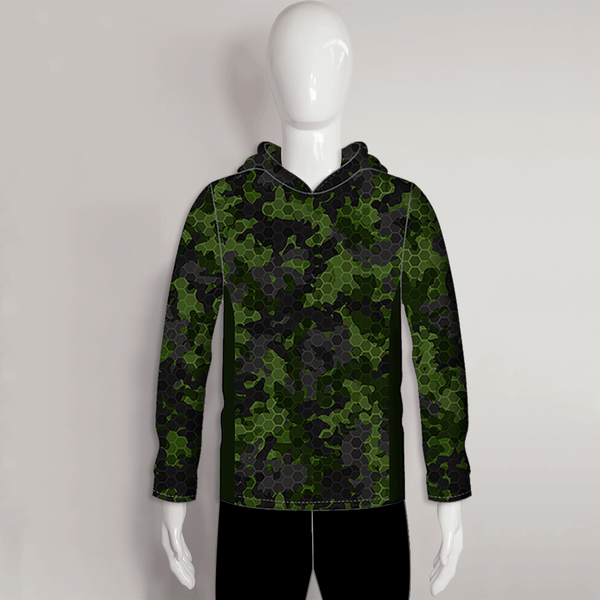 FHJ015 Dark Green Jungle Sublimated Custom Long Sleeve Fishing Hoodies - YoungSpeeds