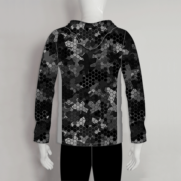 FHJ013 Hexagon Geometric Pattern Dark Grey Custom Fishing Hoodies - YoungSpeeds