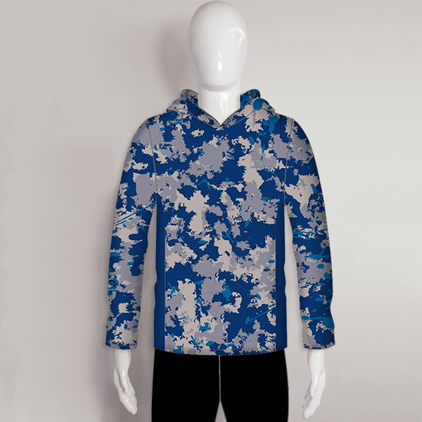 FHJ03 Blue Grey Military Camo Performance Custom Fishing Hooded Shirts - YoungSpeeds