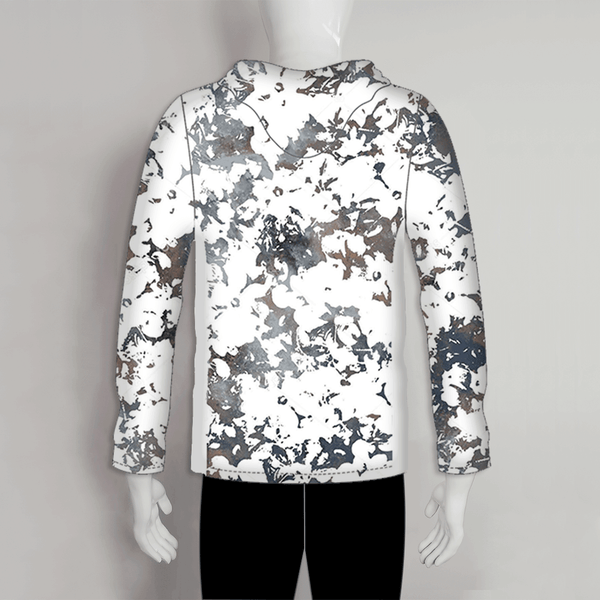 FHJ06 White Mottled Abstract Texture Custom Fishing Hoodie Shirts - YoungSpeeds