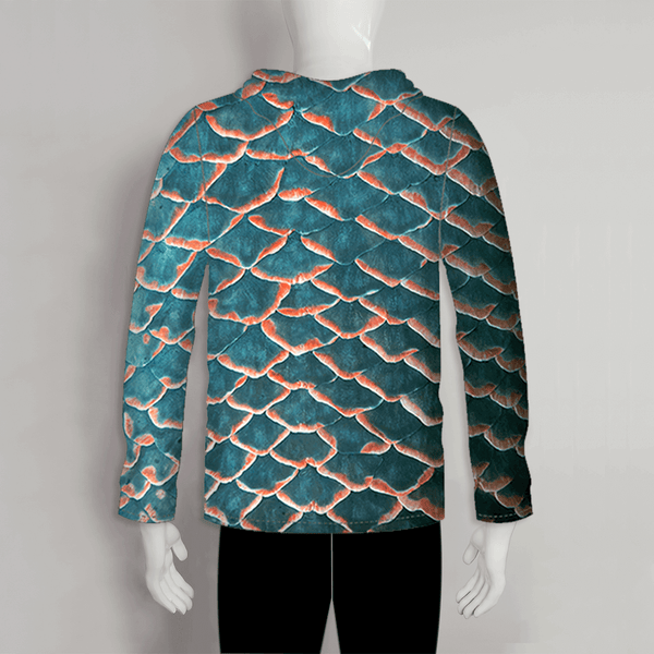 FHJ08 Dark Green Fish Scale Custom Performance Fishing Sun Hoodies - YoungSpeeds