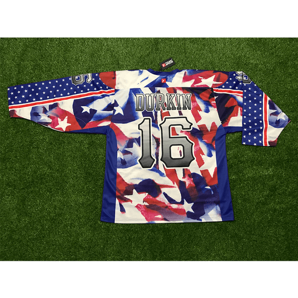 HJZ292 Abstract American Flag Custom Sublimated Hockey Jerseys - YoungSpeeds
