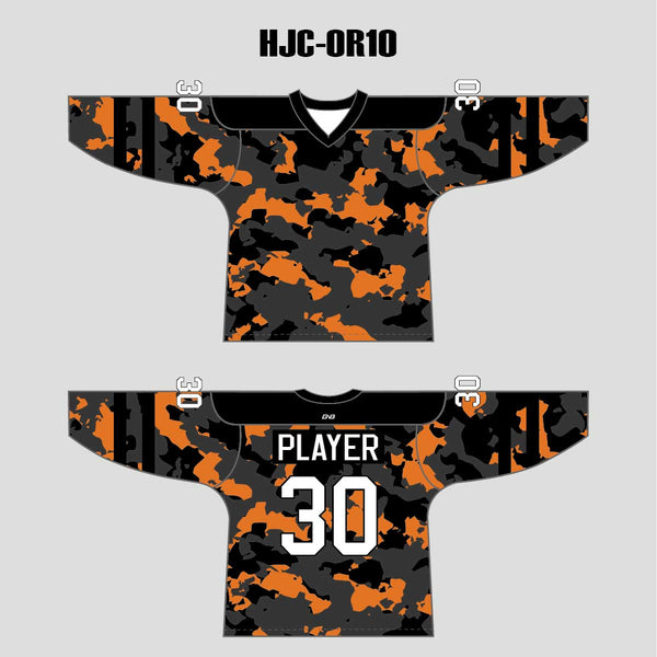 Orange Black Gray Camouflage Custom Made Hockey Jerseys