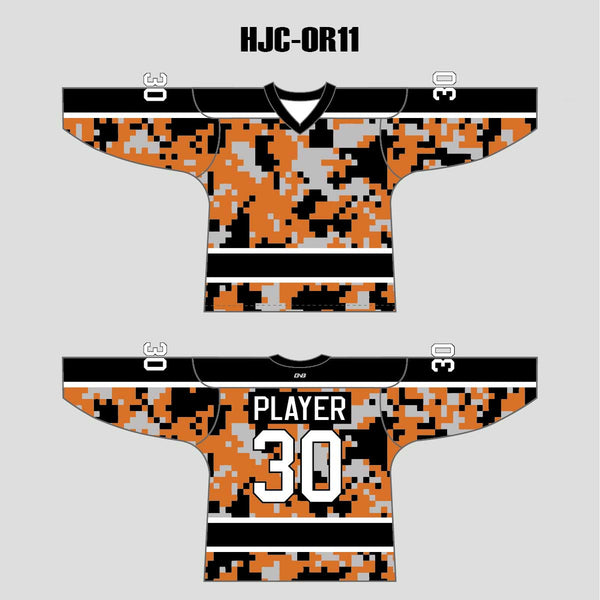 Orange Black Gray Camouflage Custom Made Hockey Jerseys