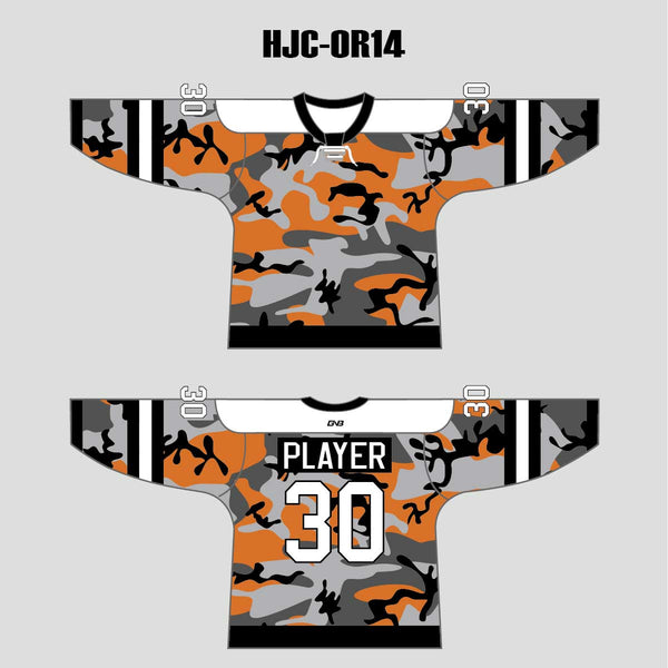 Orange Black Gray Camouflage Custom Made Hockey Jerseys